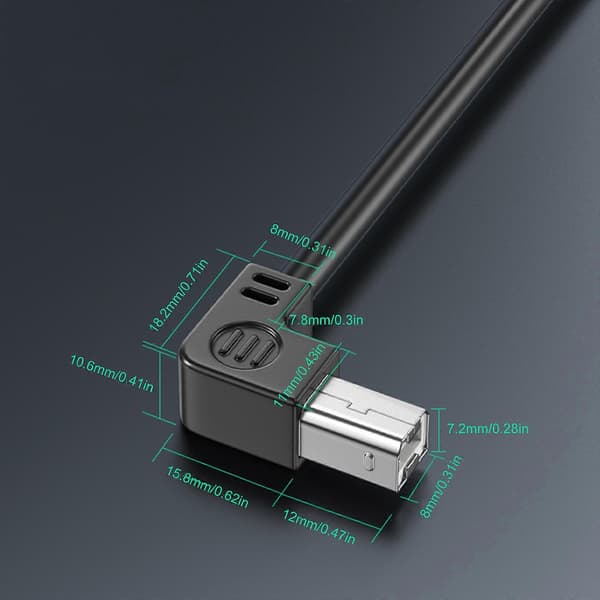 USB 2.0 A till B Hane Skrivarkabel med Guldpläterade Kontakter Förlängd Längd 480Mbps Snabb Dataöverföring