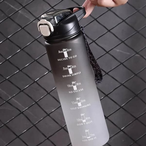 1000ML dricksflaska sportflaska vattenflaska dryckesflaska med sugrör svart dricksflaskor