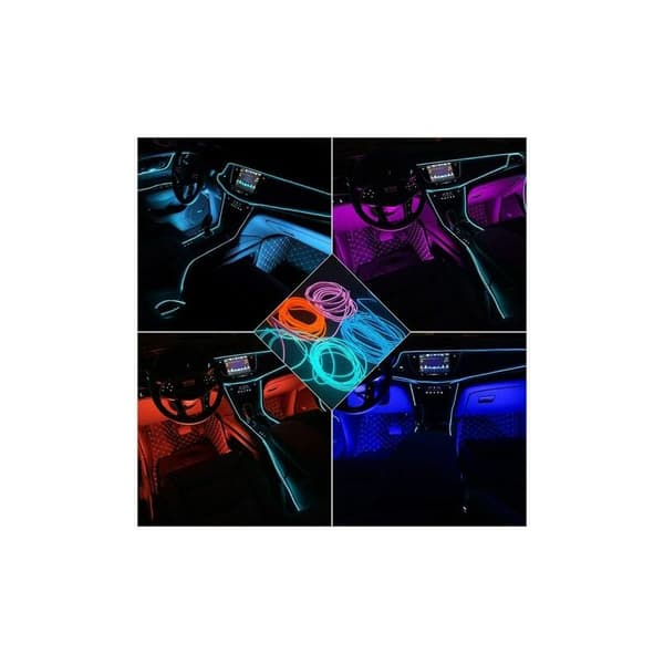 EL Trådrep Neonrör Ljusremsa för Bilinredning Bil Cosplay Dekoration med USB-adapter (Isblå, 3m/9.8ft) CHAM