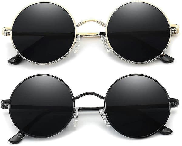 Solglasögon i John Lennon-stil för unisex runda polariserade linser