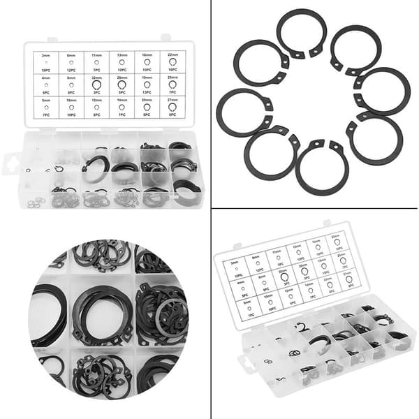 150 delar låsringssats 3mm - 32mm 18 storlekar med låda