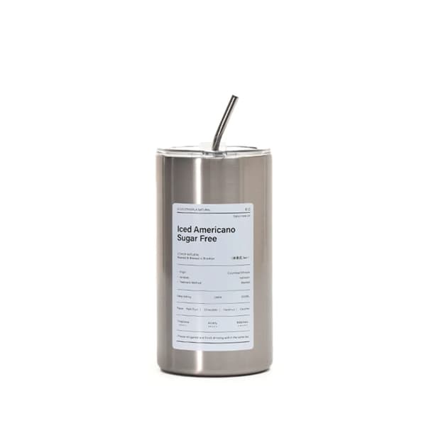 600 ml kaffekopp med sugrör, rostfri mugg, rostfria iskaffe-koppar för kontor, hem (silver)