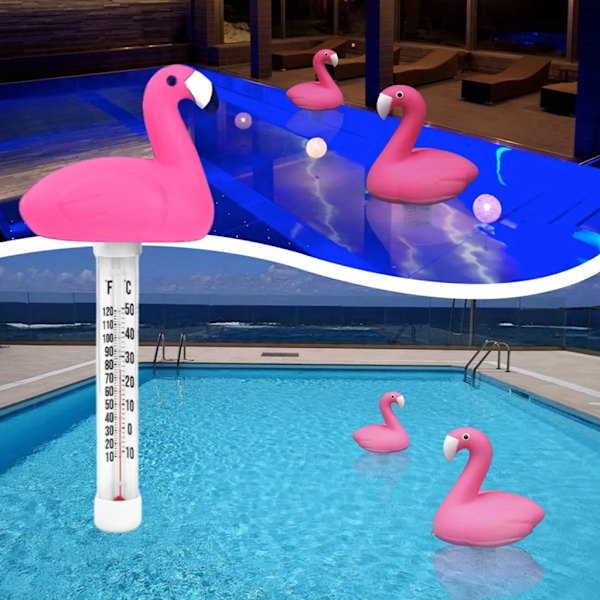 Flamingo Pool Termometer, Vattentemperaturtermometer för Pooler och Spa, Simbassängtermometer, Flytande Pooltermometer