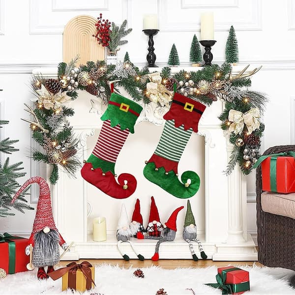 2-pack Julstrumpor med Tomte, Juldekoration Presentpåsar