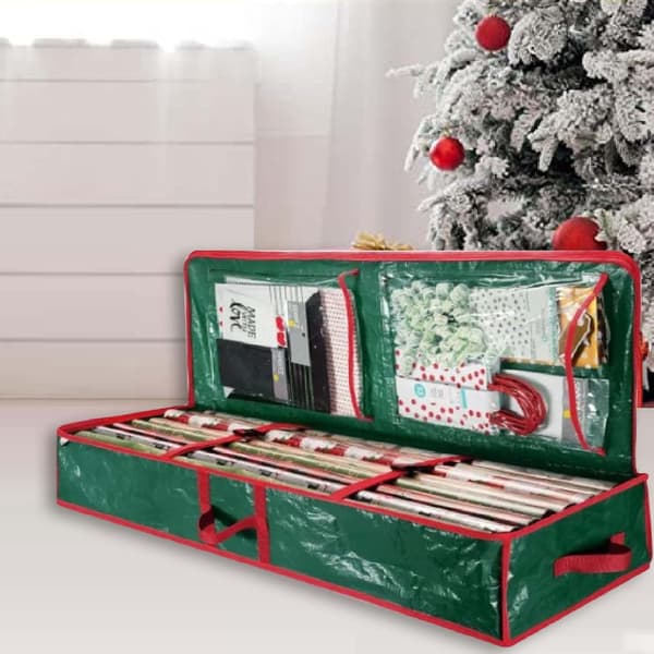 Förvaringsväska för julklappspapper och juldekorationer, stor kapacitet