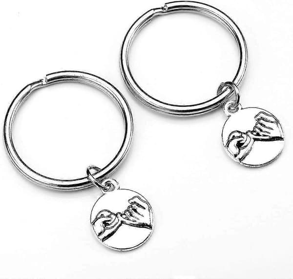 2-pack Silver Pinky Promise Nyckelringar Par Keychain Bästa Vännen Vänskap Nyckel