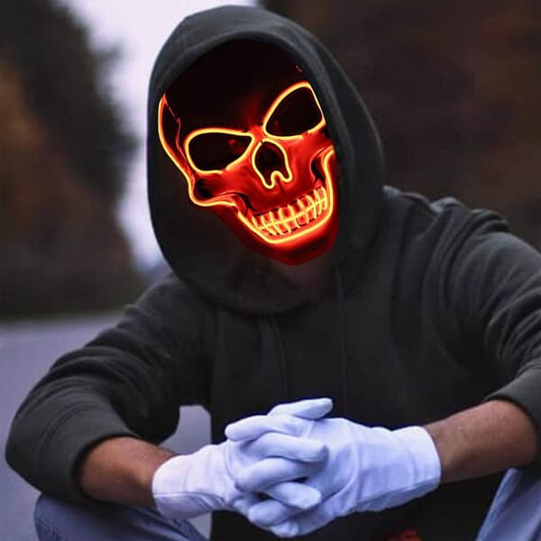 LED Purge Mask, Läskig Halloween-kostymaccessoar, Röd
