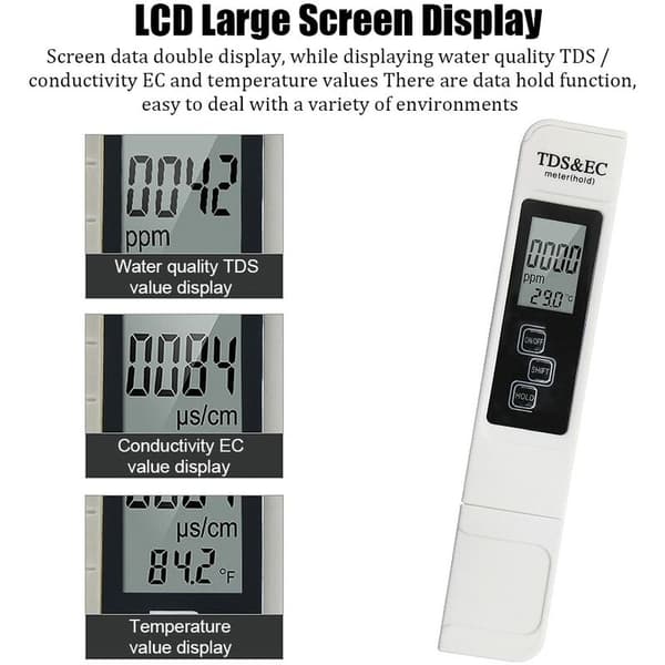 PH-mätenhet, LCD stor skärm tre-i-ett PH-testcell, PH-värde mätenhet, digital PH-mätare, PPM-mätenhet