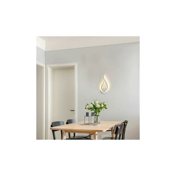 Cham Créative modern vit flammformad LED-vägglampa för sovrum, trappor, vind, sängbord, varmvitt ljus