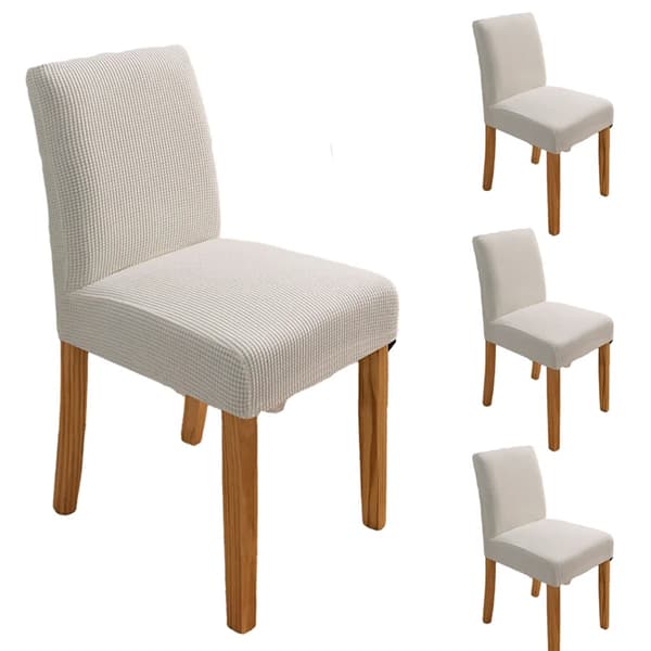4 delar stolsöverdrag stretch elastiskt universellt stolsöverdrag matsal stolsöverdrag töjbart (beige)