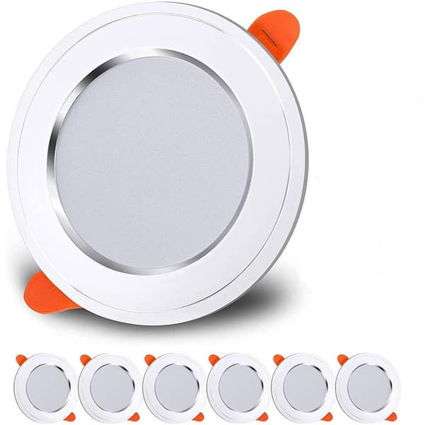 Infälld spotlight LED-spotlight med 5 runda taklampor (6 stycken kallvit)