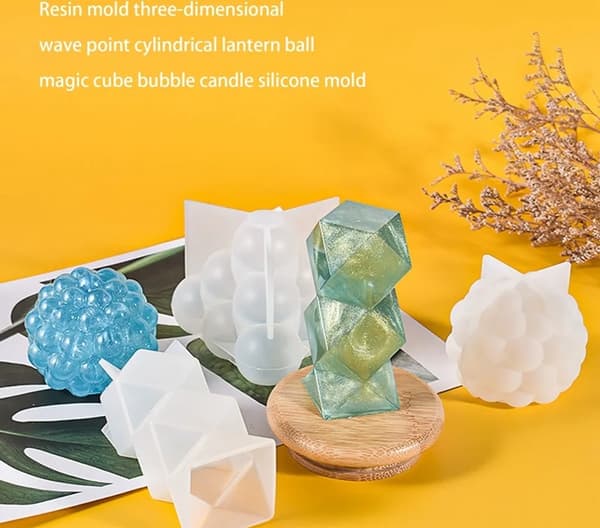 Set med 3 silikonformar för gjutning, ljusform, ljusform, 3D-ljusformar
