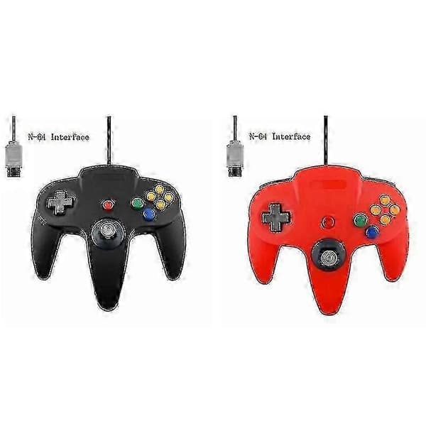 2-pack Klassisk Trådbunden N64-handkontroll Retrospel 64-bitars Gamepad Joystick Ersättning