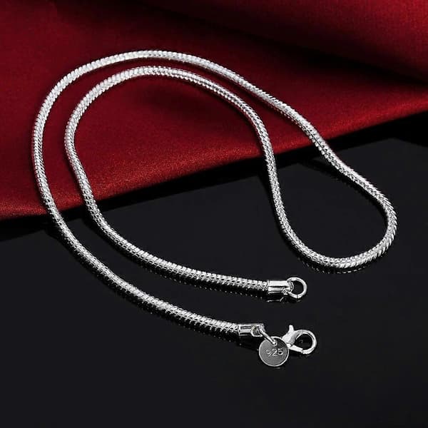 40-75cm 925 Sterling Silver 1MM/2MM/3MM Solid Ormkedja Halsband För Män Kvinnor Mode Fest Bröllop Accessoarer Smycken Gåvor