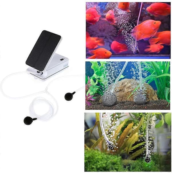 Solcellsdriven Luftpump, Syresättare och Dammluftare Kit