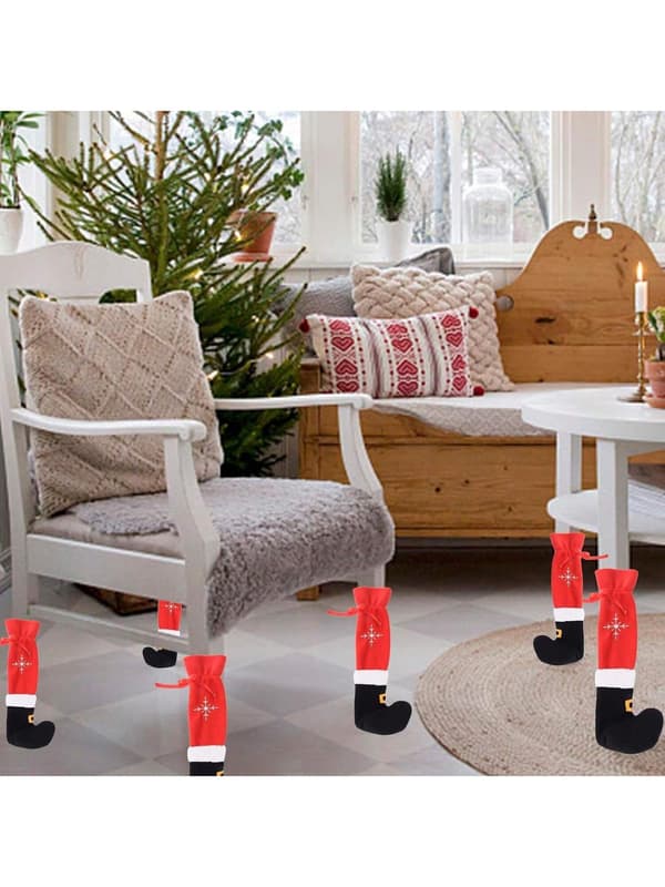 4-pack Jul Stolsbensskydd, Dekorativa Flanellstrumpskydd