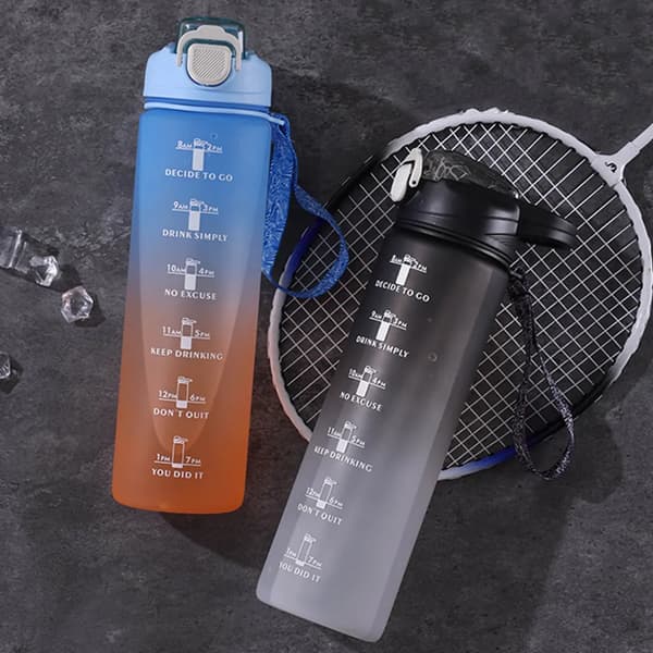 1000ML dricksflaska sportflaska vattenflaska dryckesflaska med sugrör svart dricksflaskor