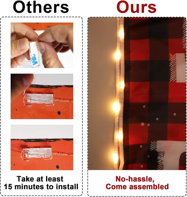 Utomhus Merry Christmas Banner Skylt med Ljus, Buffelpläd Dörr Väggdekor