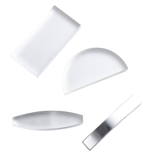 Halvcirkelformad glaslinssats för optiska experiment och fysikundervisning, silverfärg, bärbar, 4 delar