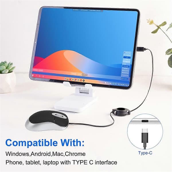 Bärbar Infällbar USB-C Kabel Mini Mus Barn Kompakt Trådbunden Optisk Mus
