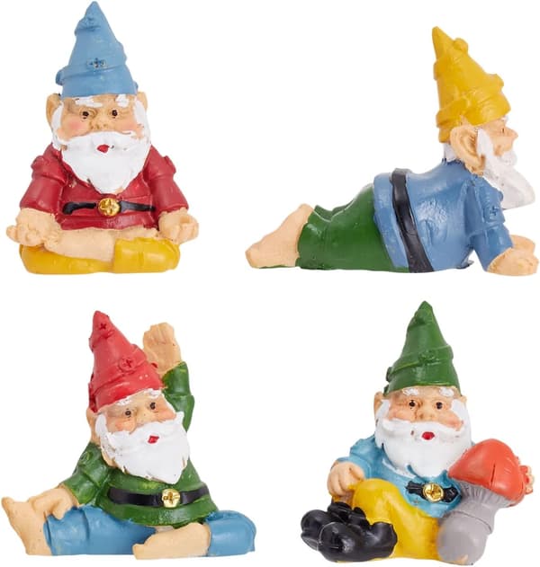 4-delars Mini Trädgårdsdvärg Utomhus Staty Set color:4PC