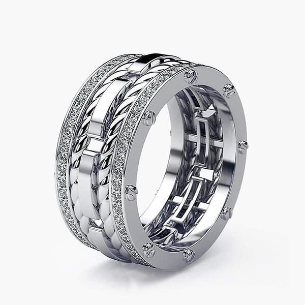 Handgjorda breda ringar Zirkon 925 silver present