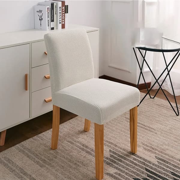 4 delar stolsöverdrag stretch elastiskt universellt stolsöverdrag matsal stolsöverdrag töjbart (beige)