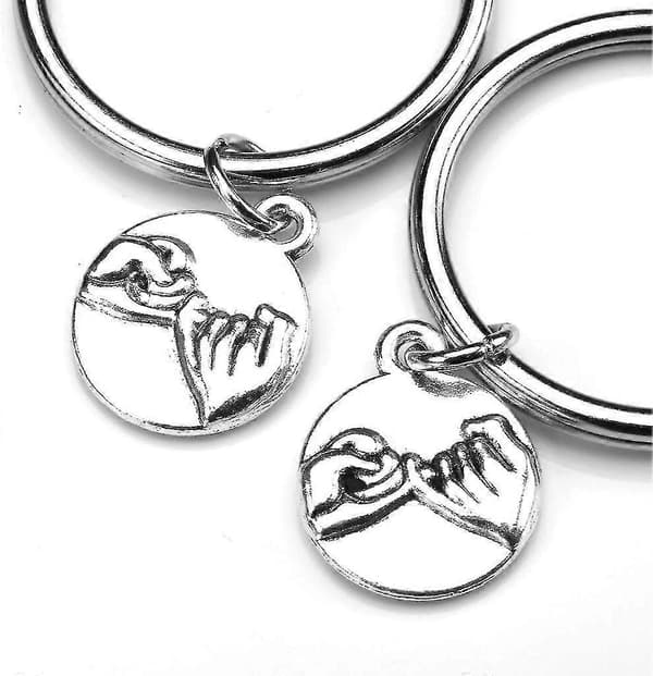 2-pack Silver Pinky Promise Nyckelringar Par Keychain Bästa Vännen Vänskap Nyckel