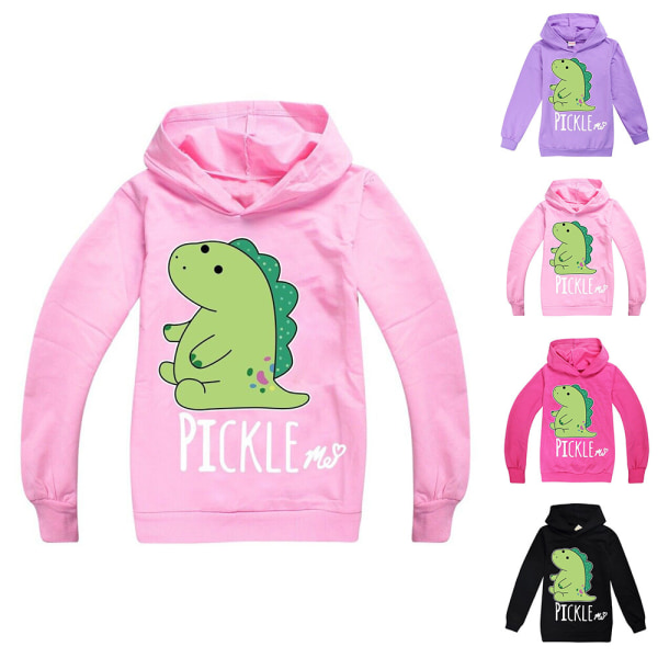 Hoodie för barn Casual Pullover Sweatshirt Långärmad Jumper Coat H pink 150cm