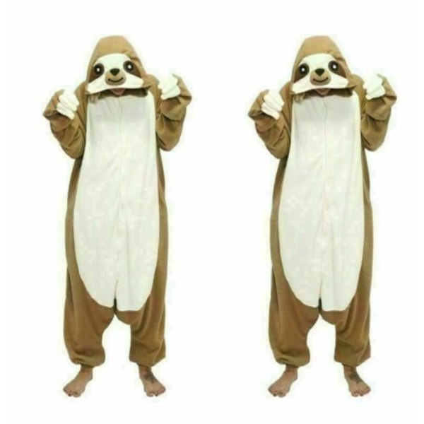 Dyrepysjamas Kigurumi natttøy kostymer Jumpsuit for voksne antrekk V #2 Sloth adult L