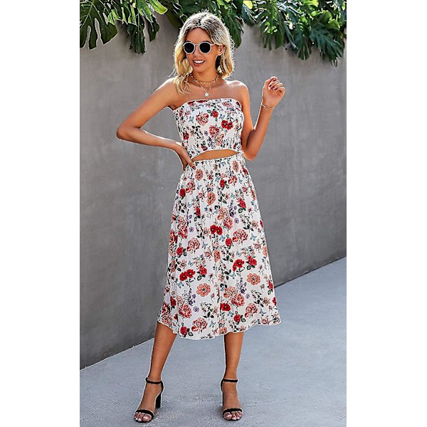 Blomsterbluse for kvinner, dresskjole til maxiskjørt . Red Medium