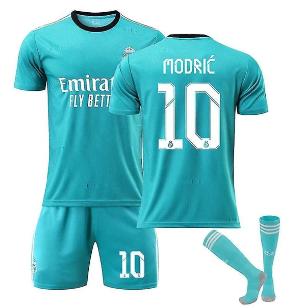 Real Madrid Second Away vihreä paita nro 9 Benzema nro 10 Modric jalkapallopaitasarja Lasten paita H 21 22 MODRIC 10 Kids 26(140-150CM)