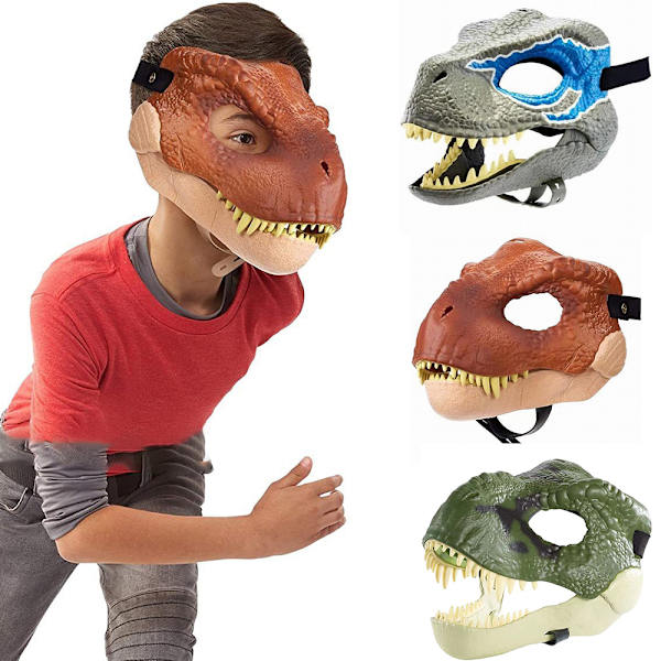 Simuloitu Dinosaur Mask Halloween Cosplay Prop Latex Mask zy Red