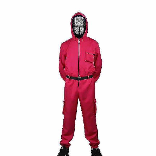 Barn Voksen Squid Game Jumpsuit Costume Set-g V With Square mask 2XL