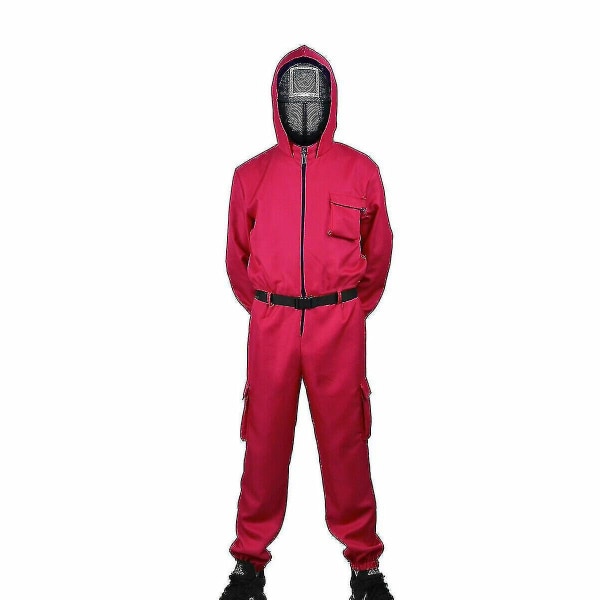 Barn Vuxen Squid Game Jumpsuit Kostym Set-g V With Square mask 145