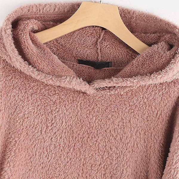 Huvtröja i fleece för kvinnor Vinter Varm Casual Sweatshirt Cat Ears Design Lös tröja CNMR Pink M