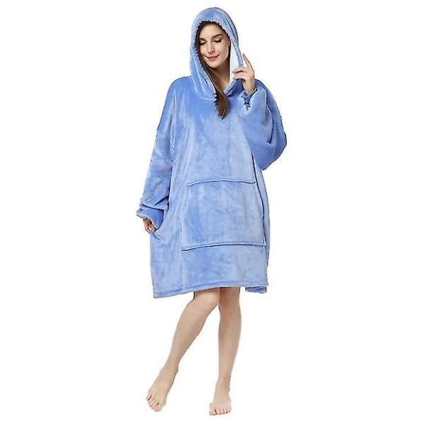 Pariskunnan kotivaatteet paksuuntuneet lämpimät kylmätaitettavat hupulliset pyjamat K blue