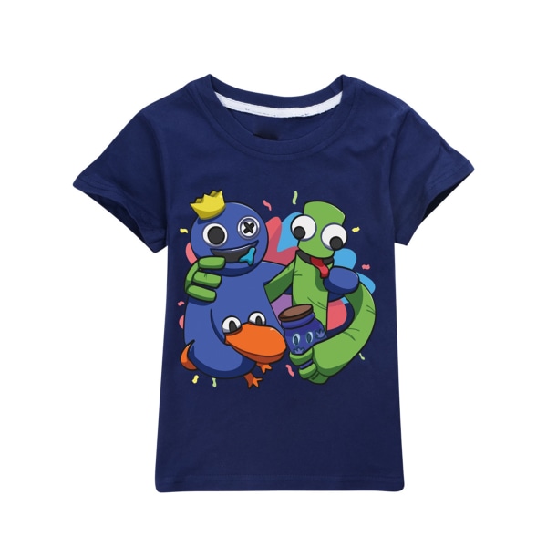 Børne tegneserie Rainbow Friends T-shirt-overdele med tryk Casual Bluse V dark blue