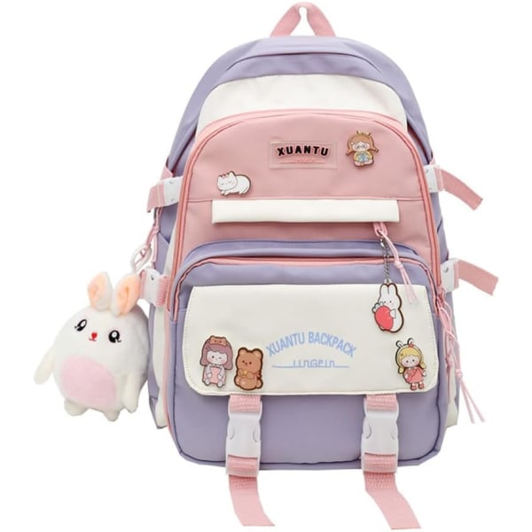Kawaii rygsække til piger Teenagepiger Casual Daypack (lilla) y