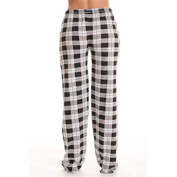 Naisten taskulliset pyjamahousut, pehmeät flanelliruudulliset pyjamahousut naisille - black M