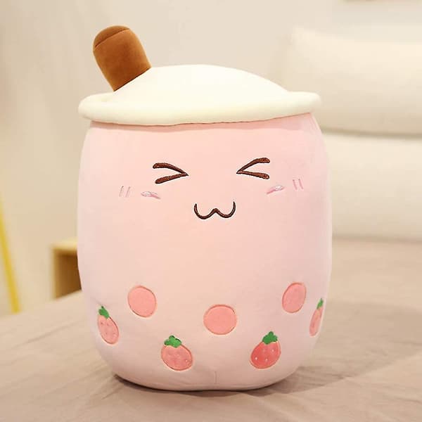 Bubble Tea Plyschkudde Supermjuk sovkudde för soffa / 24cm pink