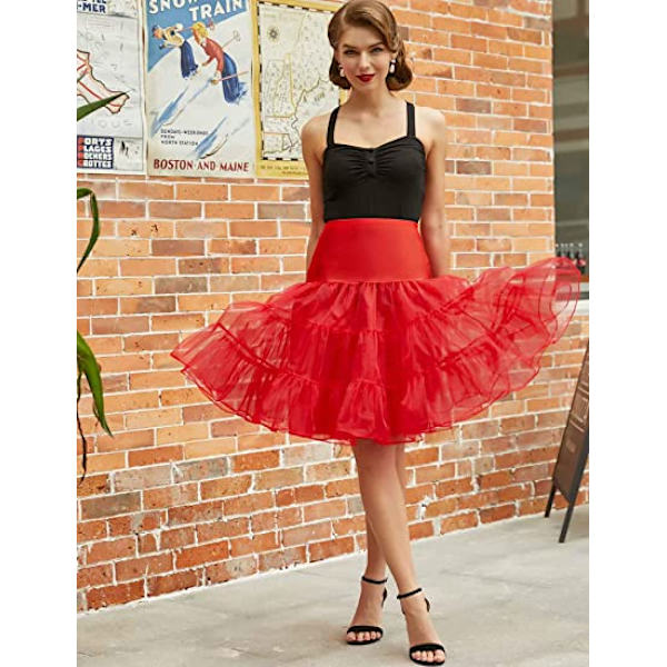 50-luvun alushame Rockabilly-mekko Crinoline Tutu naisille Z X Red M