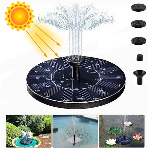 Solar springvand, 1,4W solar dam pumpe med 4 effekter | Maksimal CNMR