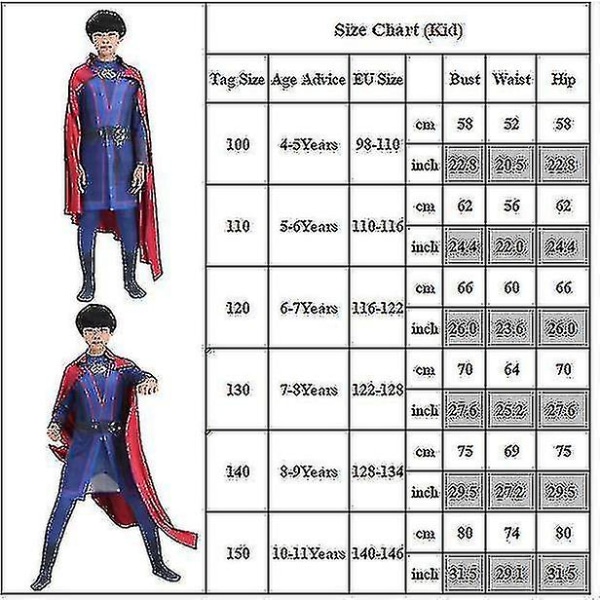 Barn/menn Doctor Strange Halloween Costume Jumpsuit + Cape Outfit Set Kids 5-6Years