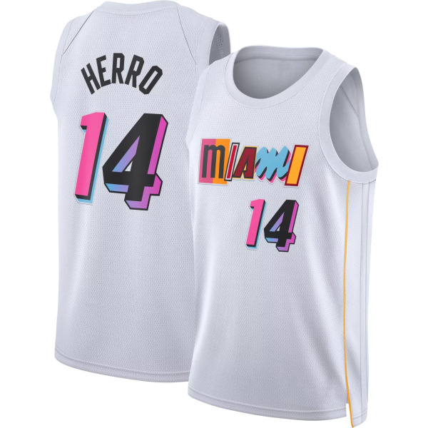 ordely Herr 2022-23 City Edition iami Heat Jimmy Butler #22 Vit Dri-FIT Swingman-tröja för vuxna M