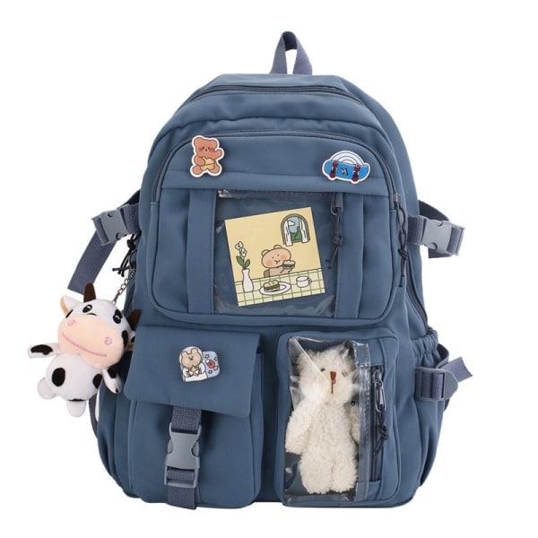 Ryggsekk. Kawaii ryggsekk skoleveske med anheng. Liten ryggsekk. blue