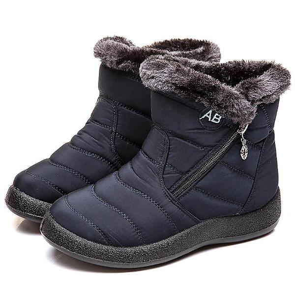 Vinter Let Tyk Pels Ankel Vandtæt 11cm Hæl Støvler Til Damer CNMR Navy Blue 41