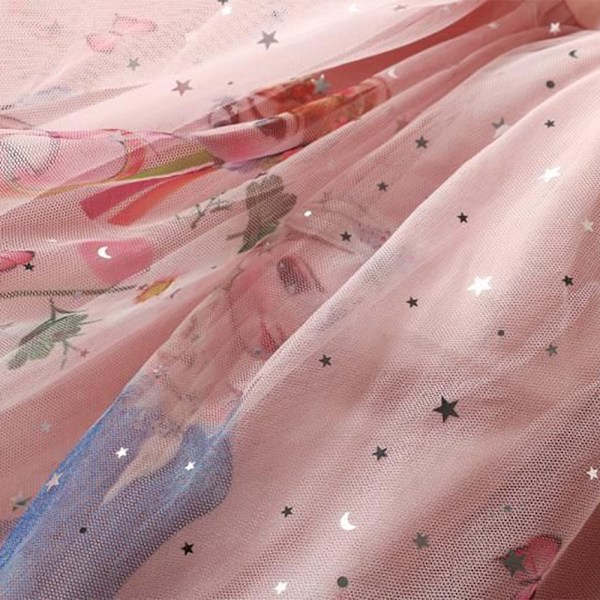 Tjejer Födelsedag Prinsess Klänning Frozen Elsa Spets Kostym Klänning Pink Pink 140cm