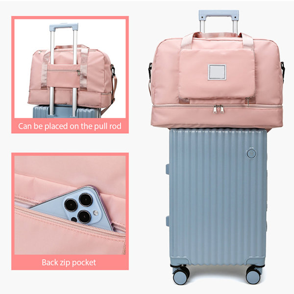 Sammenleggbar Weekendbag Vanntett Skulderveske Treningsveske Skulderveske Sportsbag Weekendbag Reisebag lilla v purple