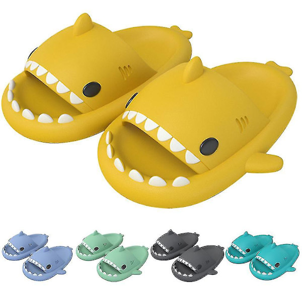 Shark Tofflor Shark Cloud Tofflor Moln Shark Slides Söta Shark Tofflor för kvinnor Anti-halk Novelty Open Toe Slides CNMR Yellow 40-41